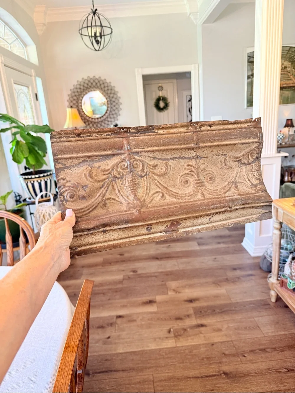 Antique Pressed Tin Ceiling Cove - Salvaged Architectural Panel